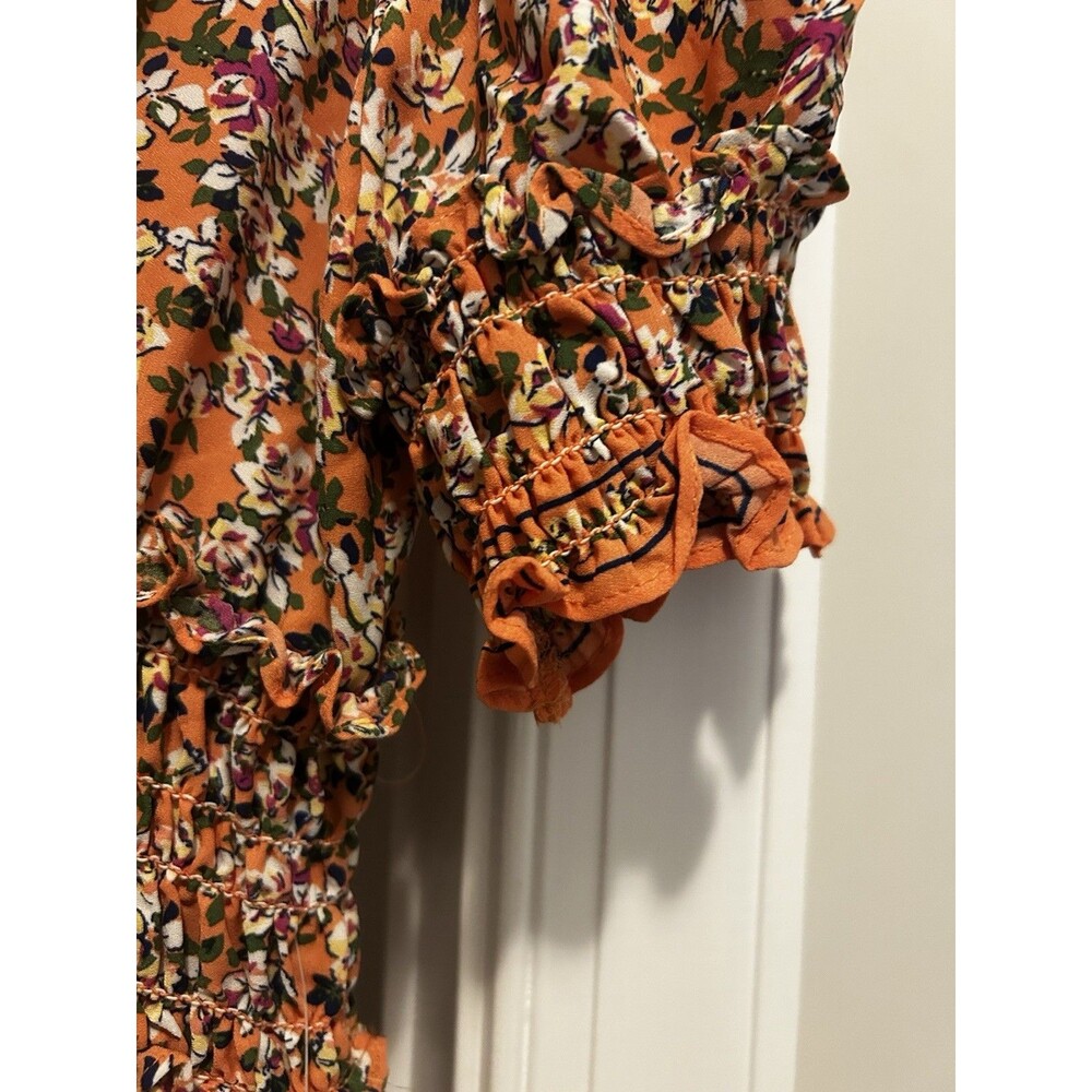 New Floral Peasant Elastic Waist Tiered Maxi Dress Size Large Modest Fairy Flirt - Picture 8 of 9